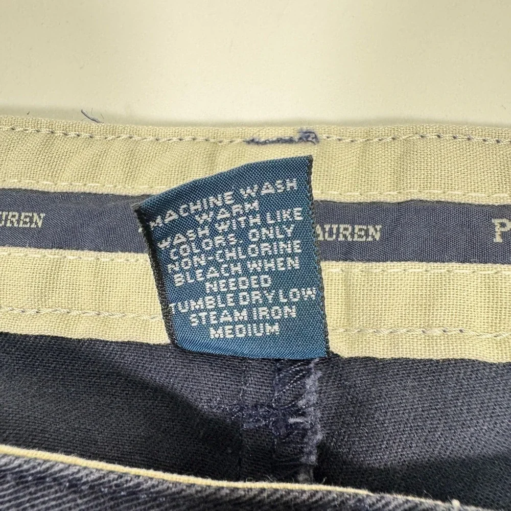 Polo Ralph Lauren Chino Pants Mens 34x34 Navy Blue Pleated Cotton Casual